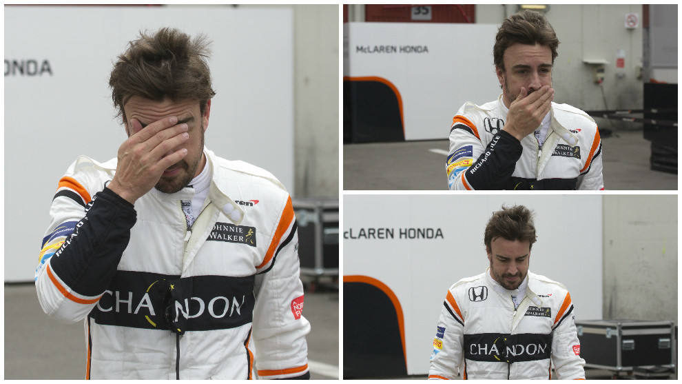 Alonso no pudo ocultar su gesto de preocupación tras una nueva...