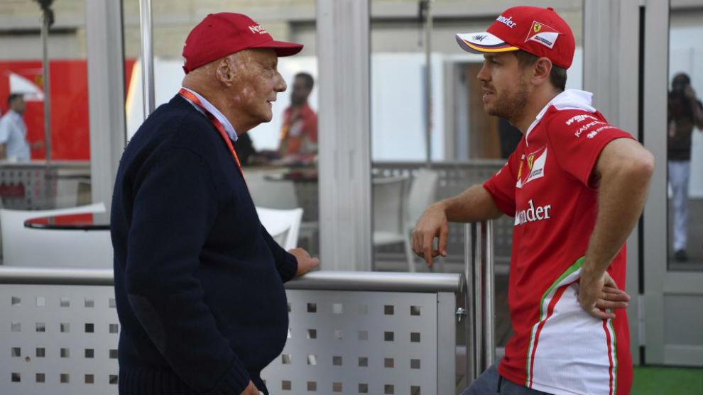 Niki Lauda junto a Sebastian Vettel