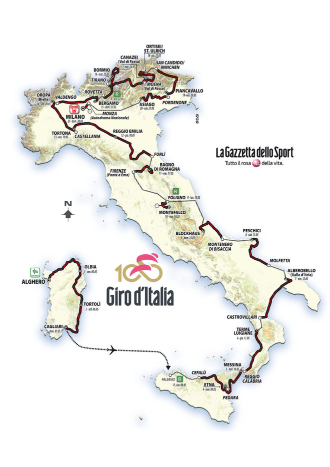 Recorrido del Giro de Italia 2017