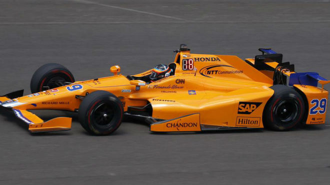 Alonso, con el Andretti McLaren Honda número 29 en Indianápolis.