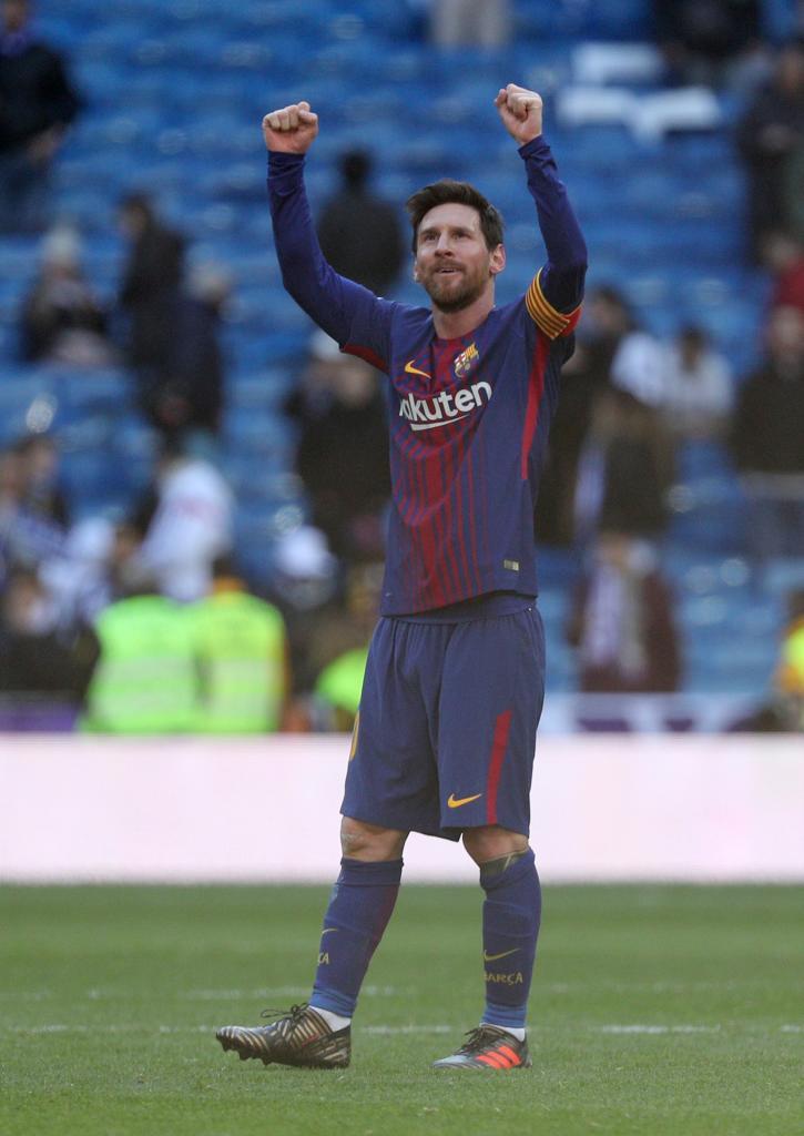 Messi celebrates in an emptying Bernabeu