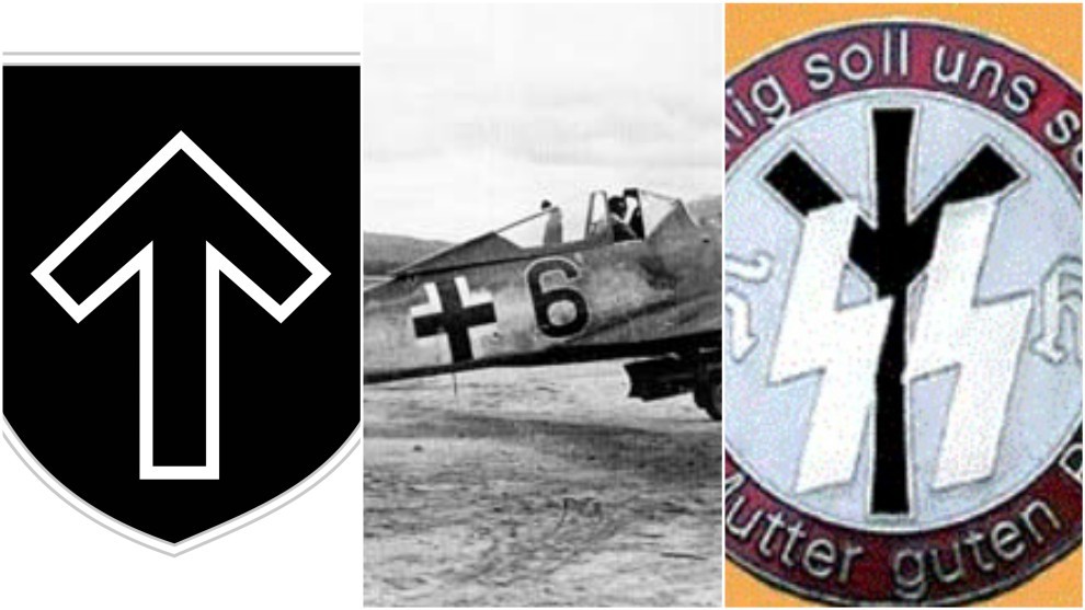Insignia de la XXXII División SS, la cruz balcánica y una insignia...