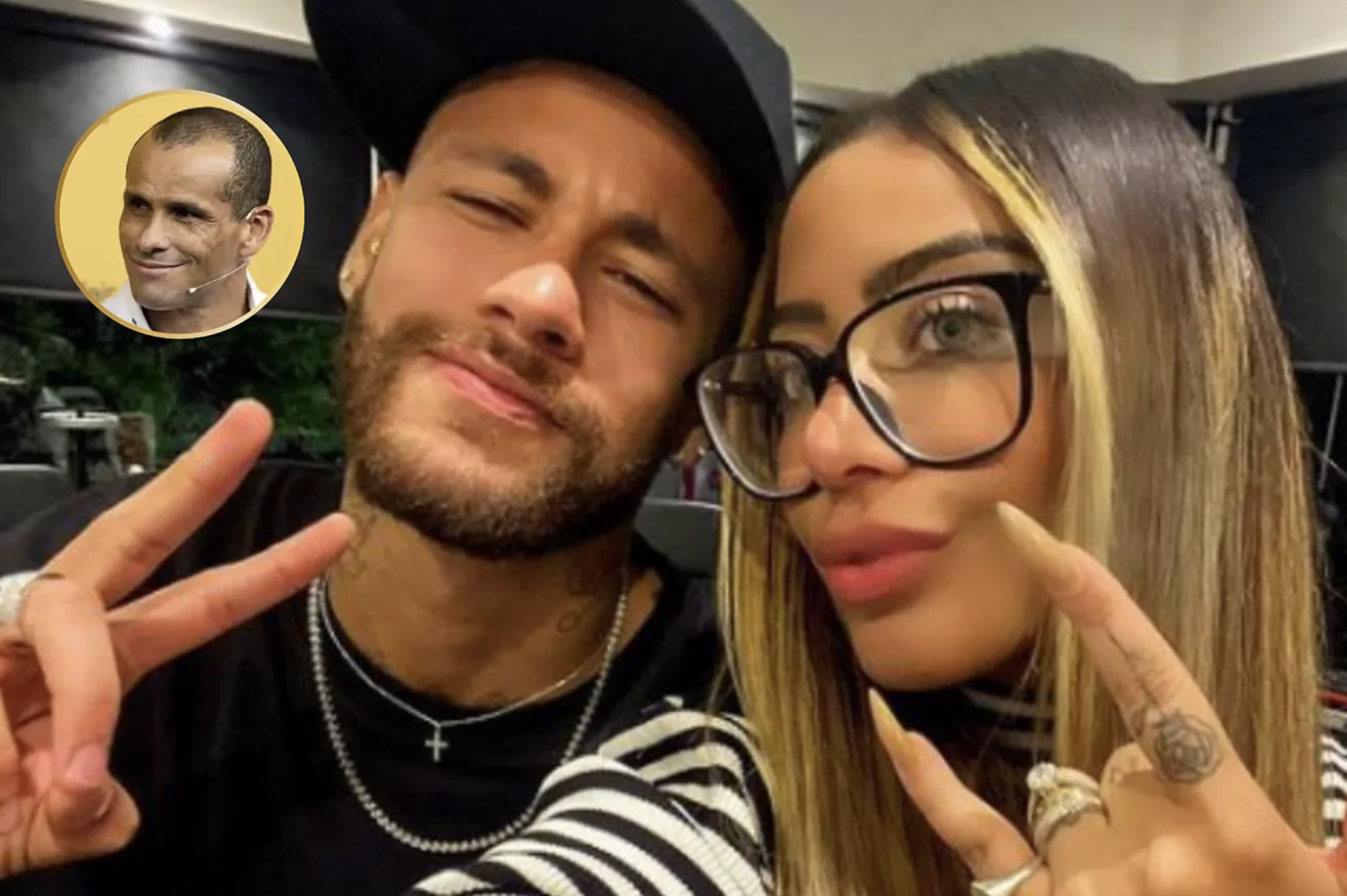 Neymar and his sister Rafaella, with Rivaldo (inset)