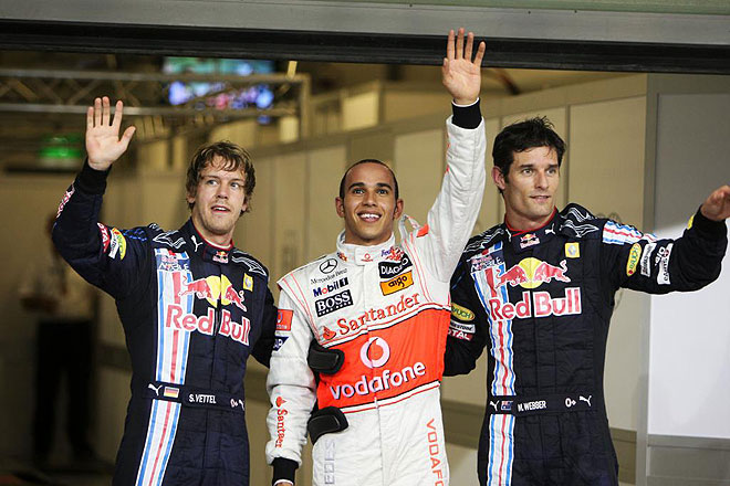 Vettel, Hamilton y Webber
