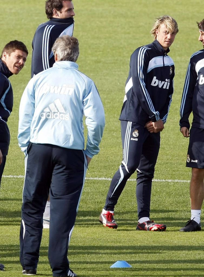 Guti, en el entrenamiento del Madrid
