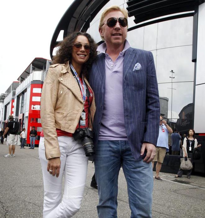 El legendario tenista Boris Becker acudi a ver el Gran Premio de su pas acompaado por su esposa Lilly.