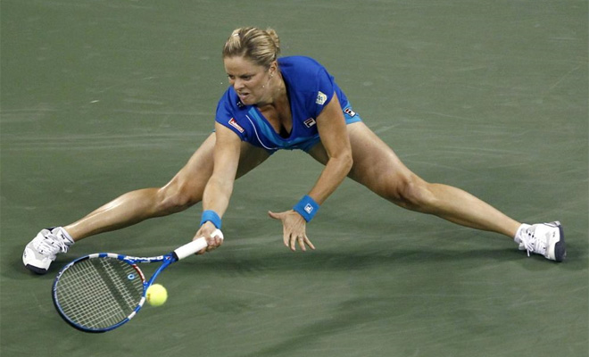 Kim Clijsters se esforz al mximo para devolver todas las bolas en su choque ante la australiana Samantha Stosur, a la que finalmente venci en el US Open.