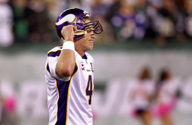 El quarterback de los Vikings logr su pase de touchdowns nmero 500 en la derrota de su equipo ante los Jets de Nueva York.
