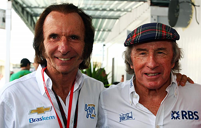 Hace algunos aos el brasileo Emerson Fittipaldi y el britnico Jackie Stewart fueron grandes rivales dentro de la pista. Una vez retirados han dejado atrs esa rivalidad y ahora se les ve tan amigos en Interlagos.