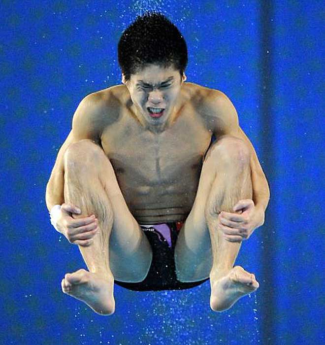 El saltador chino Huo Liang que ha conseguido la medalla de plata en los juegos asiticos.
