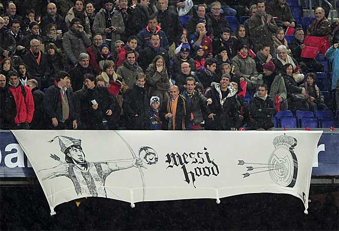 Bonita pancarta para alentar a los suyos y sobre todo a Messi.