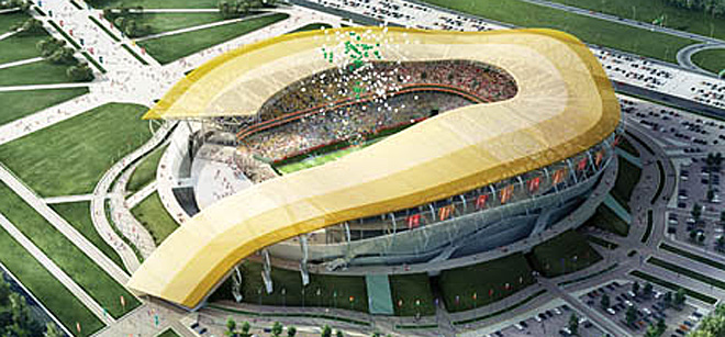 Ser uno de los estadios ms sofisticados arquitectnicamente, con una cubierta que arranca desde la entrada principal.
