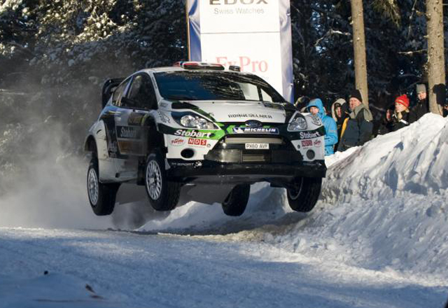 El noruego acab segundo su participacin en el rally de Suecia. En esta foto, disputando la quinta etapa.