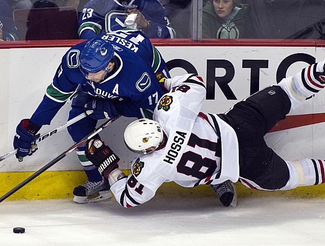 Quinto partido de los cuartos de final de la conferencia Oeste entre Vancouver Canucks' y Chicago Blackhawks de la liga NHL de Hockey Hielo.