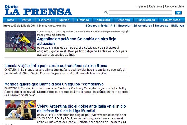 El Diario La Prensa destaca el error de Batista con dos empates que obliga a la victoria para pasar a cuartos en la Copa Amrica.