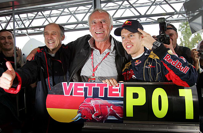 Vettel consigui su primer triunfo en el Mundial de Frmula 1 en el circuito de Monza en 2008 con un coche italiano que no era un Ferrari: un Toro Rosso (ex Minardi).