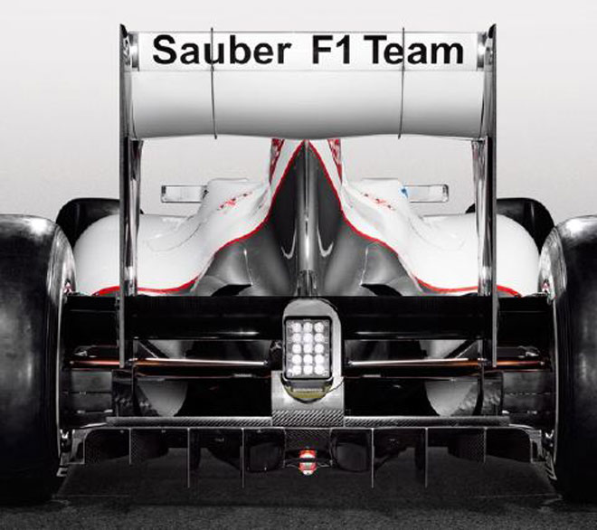 Imagen de la parte trasera del nuevo monoplaza de Sauber.