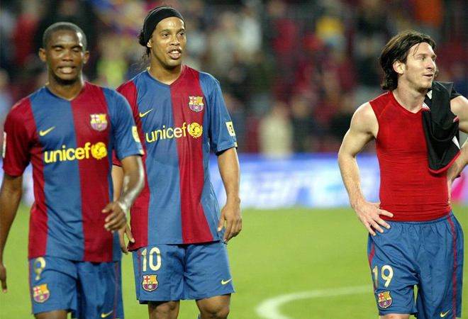 Messi se asoci a las mil maravillas con jugadores como Ronaldinho o Eto'o.