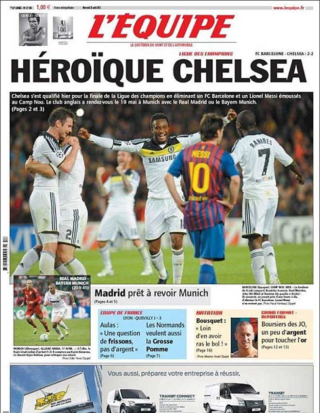 L'Equipe abre su portada con el duelo del Camp Nou.