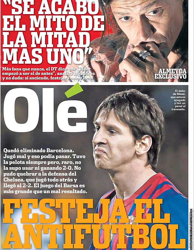 El diario 'Ol' cree que en el Camp Nou gan el antiftbol. En su opinin, el ftbol del Bara merece crdito.