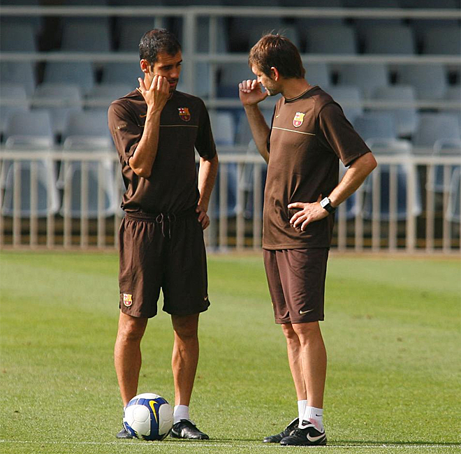 En la temporada 2008/2009 Guardiola y Vilanova llegan al banquillo del primer equipo azulgrana.