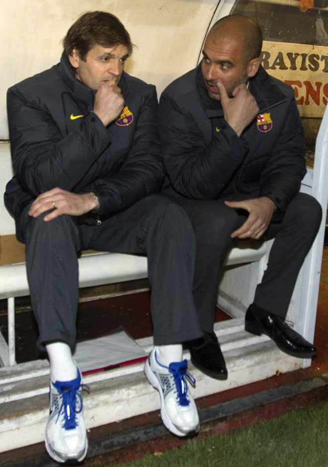 Guardiola y Tito Vilanova acapararon la atencin de los medios durante muchos momentos del encuentro.
