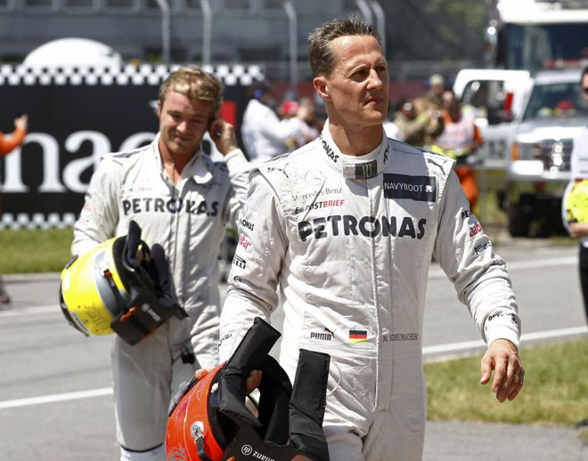 El alemn Michael Schumacher, que logr la pole en Mnaco, se tuvo que conformar con la novena posicin en la calificacin. Su compaero en Mercedes, Nico Rosberg, saldr quinto.