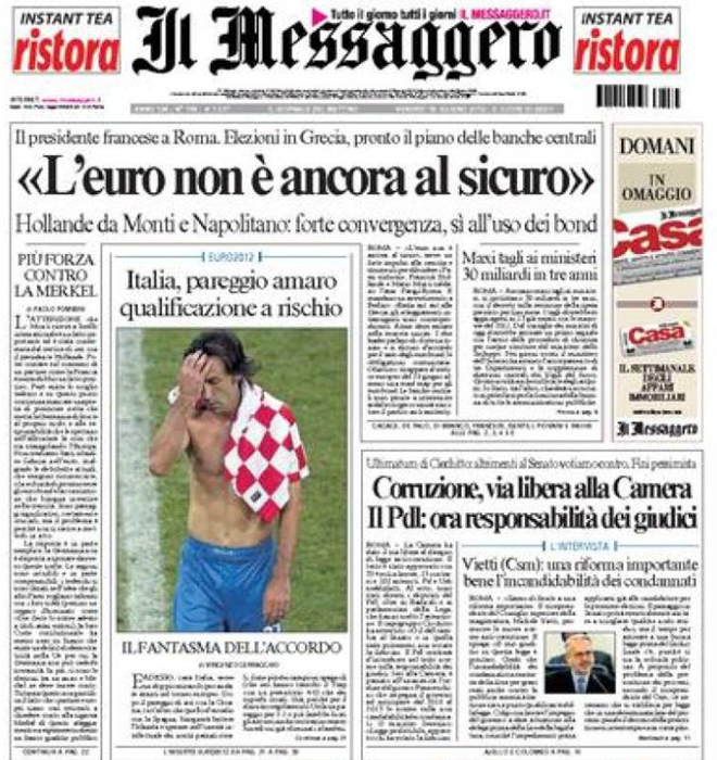 'Il Mesaggero' alerta de un posible acuerdo entre Espaa y Croacia para empatar por dos o ms goles y dejar fuera a la 'azzurra'.