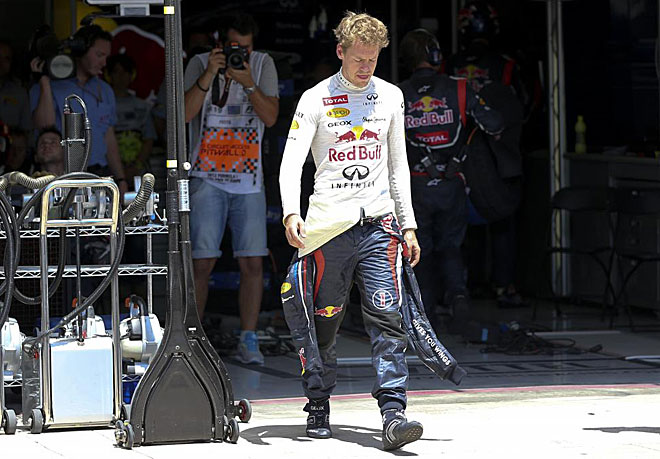 Sebastian Vettel tuvo que abandonar la carrera cuando se retir el safety car con problemas mecnicos.