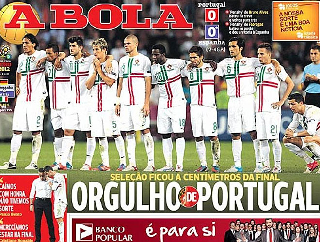 La prensa espaola se congratula por otra final, la tercera seguida, a la vez que ensalza la figura de Ramos, Casillas y Cesc. La portuguesa lamenta la mala suerte de su seleccin.