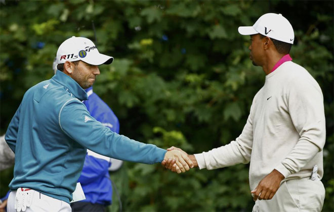 Tiger Woods y Sergio Garca compartieron partido en el primer da.