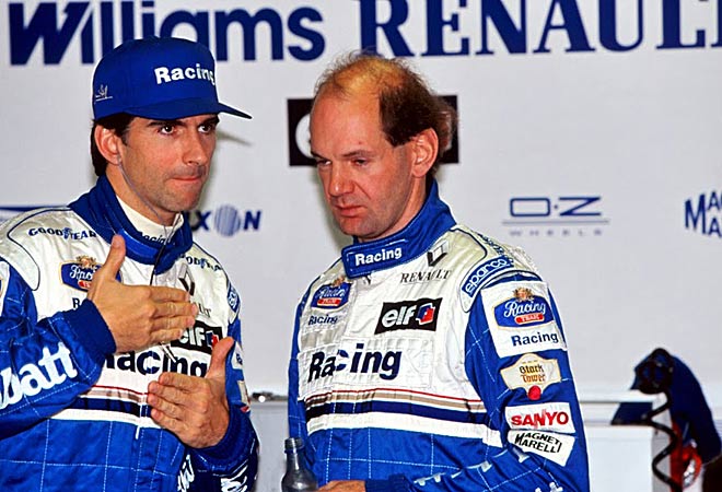 Damon Hill (GBR) Williams y Adrian Newey (GBR), Williams. GP de Europa en Nurburgring, el 28 de abril de 1996. Aquel ao Hill fue campen del mundo.
