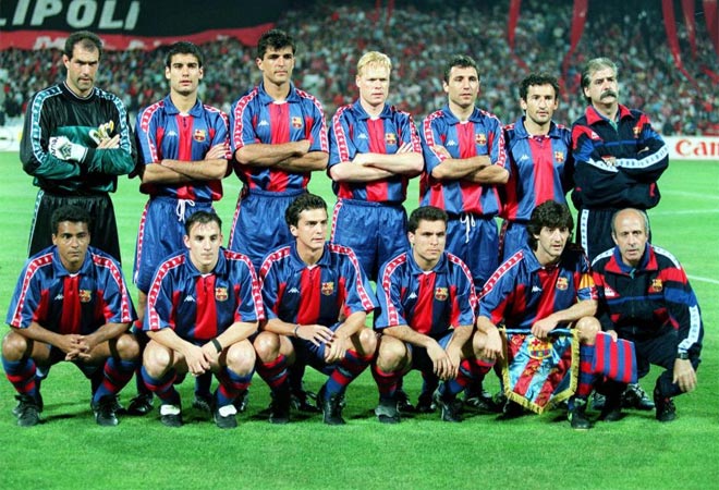 Zubizarreta, Guardiola, Nadal, Koeman, Stoichkov, Begiristain, Romario, Ferrer, Amor, Sergi y Bakero fueron los once elegidos por Cruyff en esa final contra el Milan.