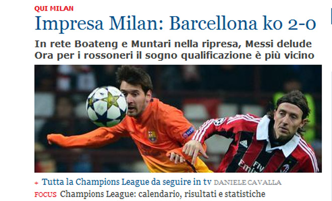 La Stampa comenta que la eliminatoria est francamente bien para los italianos. El Bara est K.O.