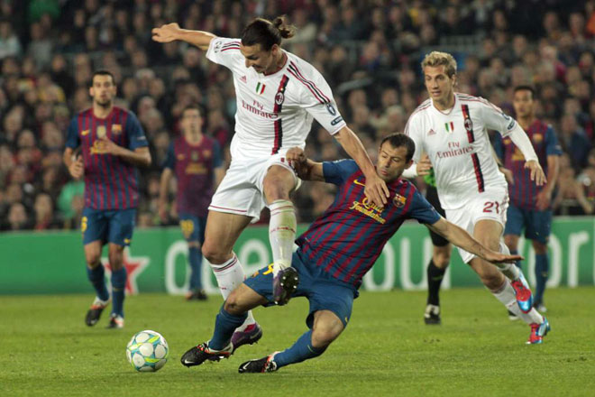 En cuartos de final de la Champions 11/12, el Barcelona venci 3-1 al Milan en el partido de vuelta despus del 0-0 de San Siro. Dos goles de penalti de Messi y uno de Iniesta hicieron intil el momentneo empate de Nocerino para los 'rossoneri'.
