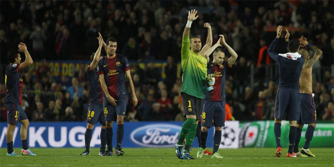Los jugadores del Barça celebraron así el pase a semis.