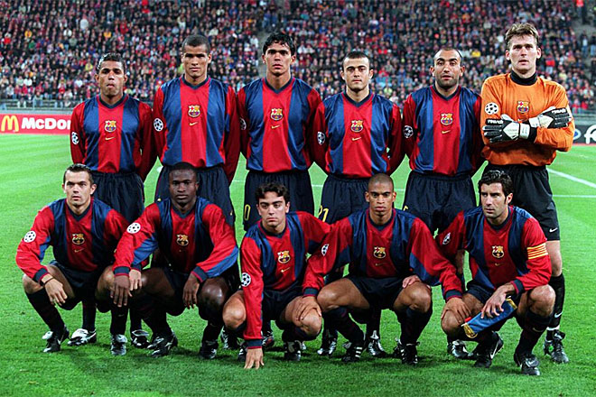 Alineacin del Barcelona en su duelo frente al Bayern en el Camp Nou en la temporada 98/99.