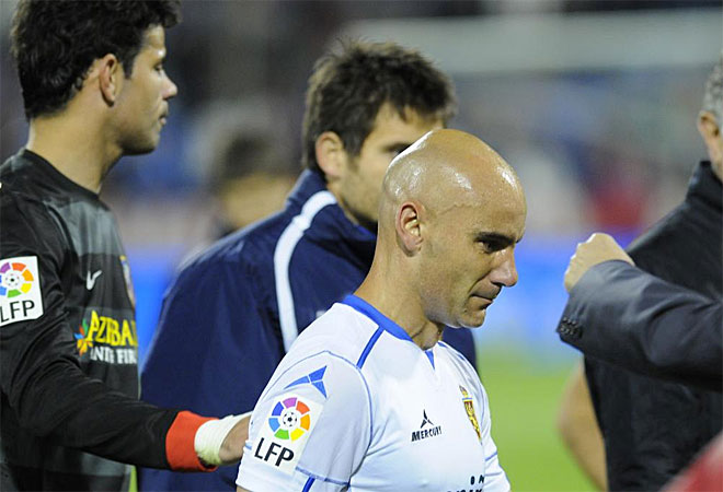 Las caras de los jugadores del Zaragoza denotaron la tristeza del momento.