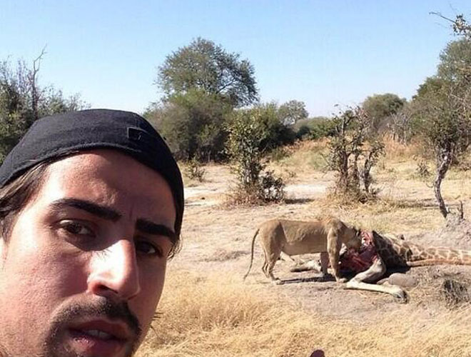 Al igual que su compañero y compatriota Mesut Özil, Sami Khedira está en África. En este safari se fotografió ante una leona que devora a una jirafa.