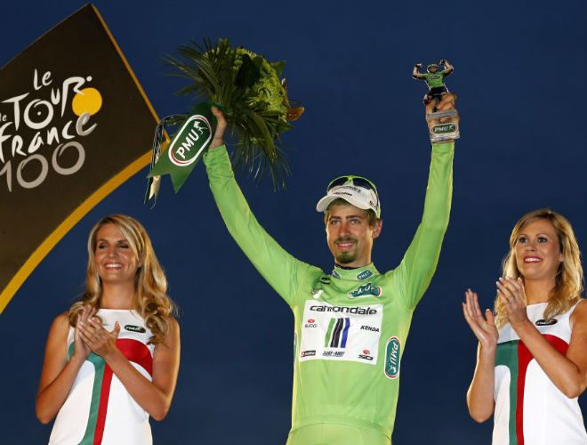 Peter Sagan, en su segundo Tour, volvi a subir como vencedor del maillot verde de la regularidad, premio que ya conquist el ao pasado.