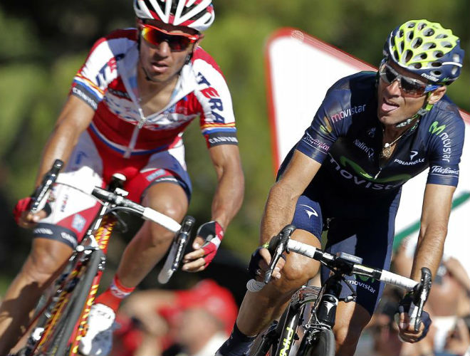 'Purito' y Valverde entraron juntos y lograron rascar 8 segundos a Nibali en la general.