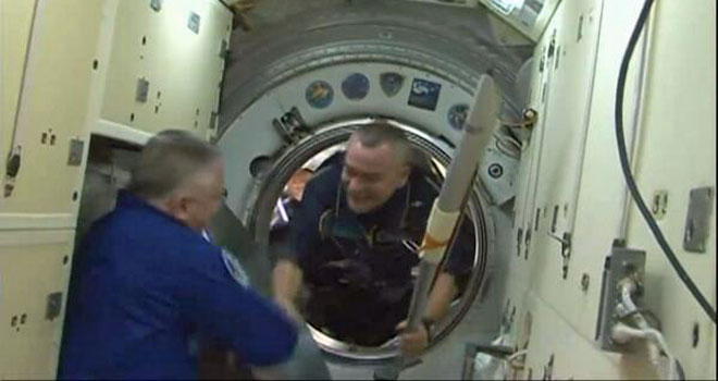 As entr en la nave Soyuz TMA-11M.