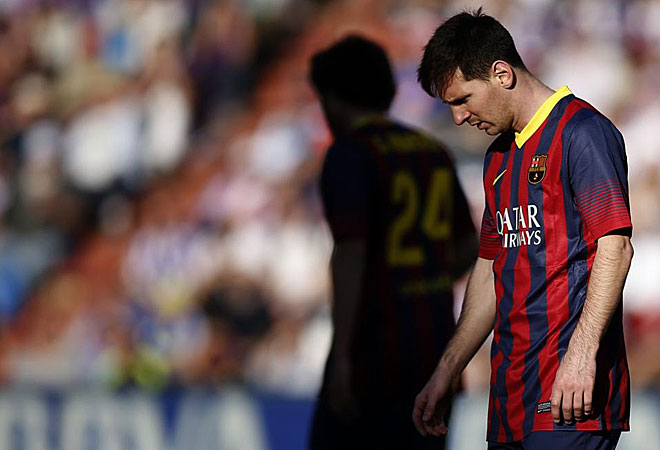 Esta imagen de Messi es el reflejo del partido del Barcelona en Valladolid.