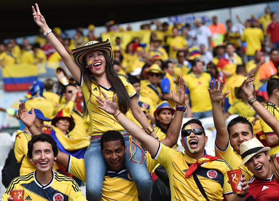 As celebraron la victoria los aficionados colombianos.