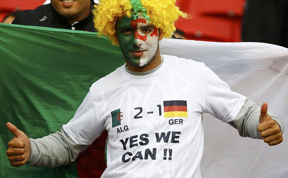 Un aficionado argelino pronostica un triunfo de su selección ante la todopoderosa Alemania.