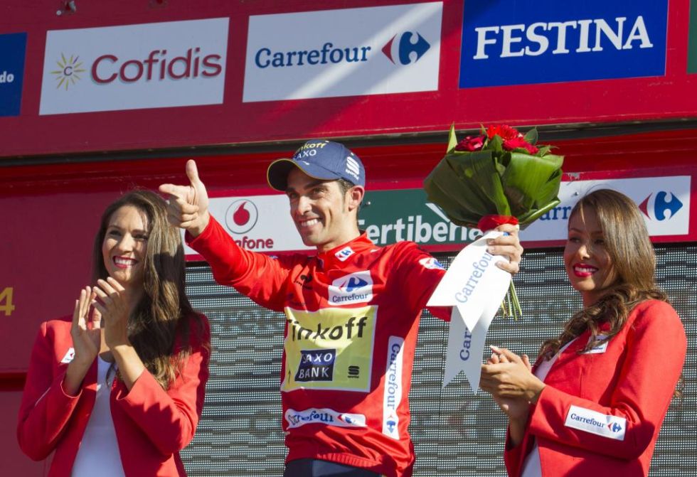 Alberto Contador no pudo ocultar su felicidad en el podio y volvi a disparar un nuevo xito en su carrera profesional.
