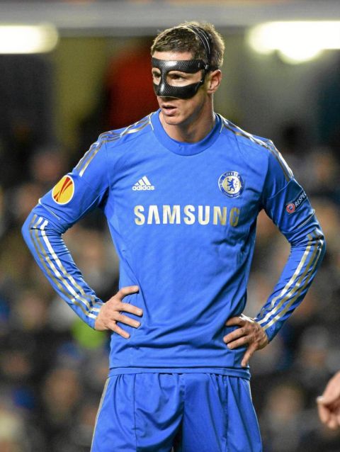 Fernando Torres disput con mscara varios partidos del Chelsea de la pasada temporada.