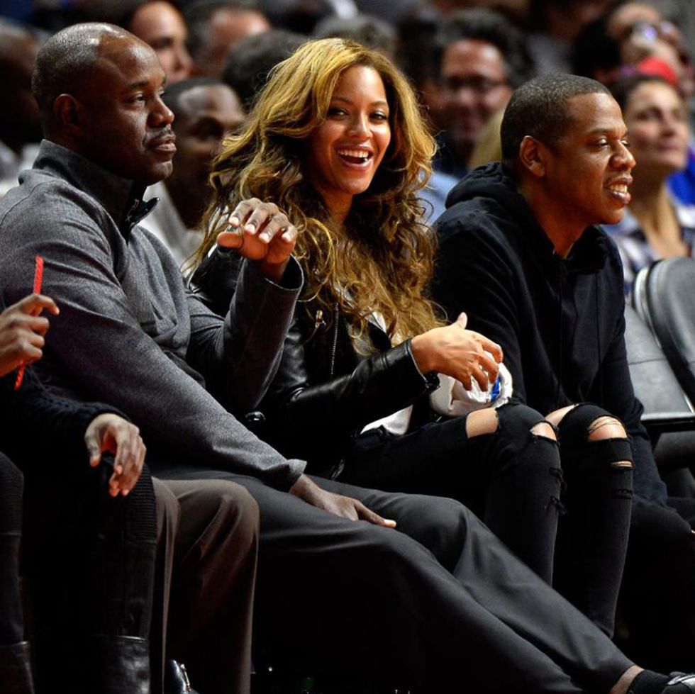 Beyonce durante el partido entre Clippers y Nets