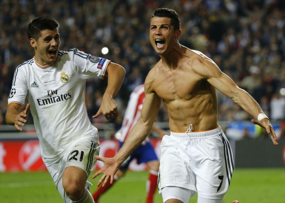 Cristiano Ronaldo celebra su gol en la conquista de la Dcima para el Real Madrid.