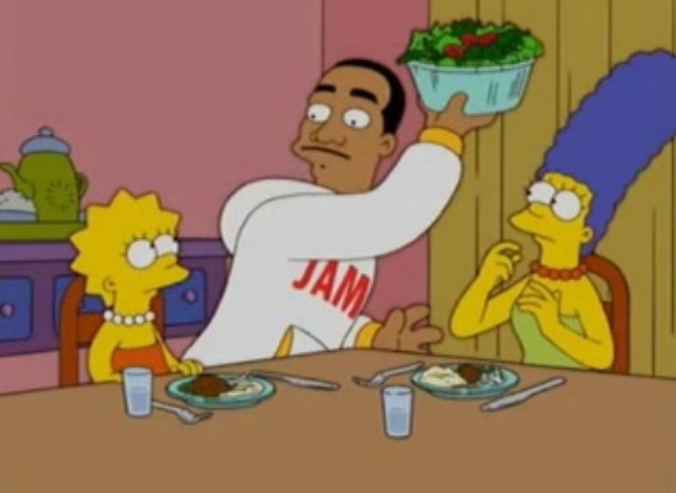En el mismo episodio en el que sale Yao Ming (y tambin Tom Brady), hace su aparicin estelar LeBron James: 'El pase despiadado de Homer y Ned' en la temporada 16.
